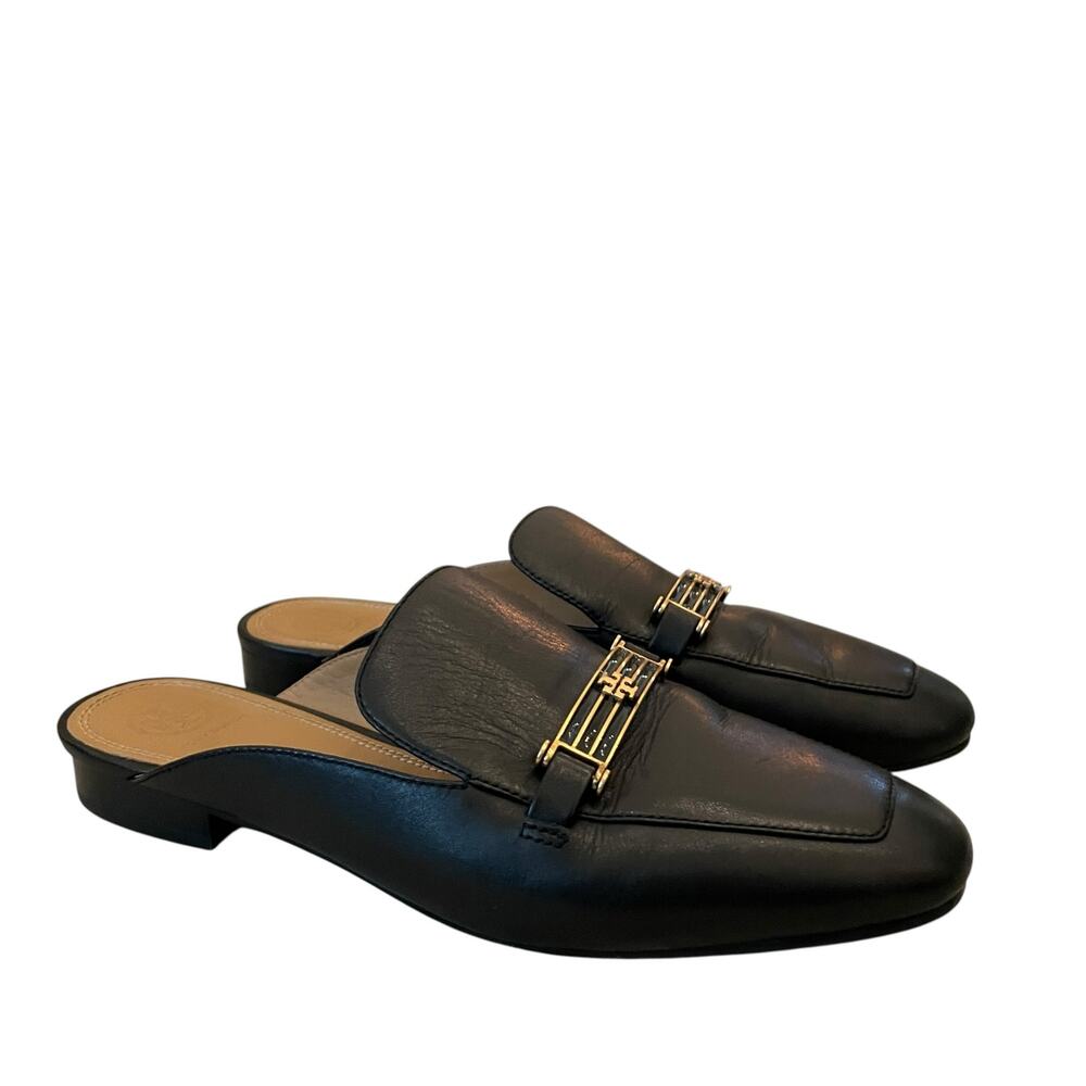 TORY BURCH Black Leather Slip-On Loafer Mules US 8.5 EU 39 - Picture 11 of 16